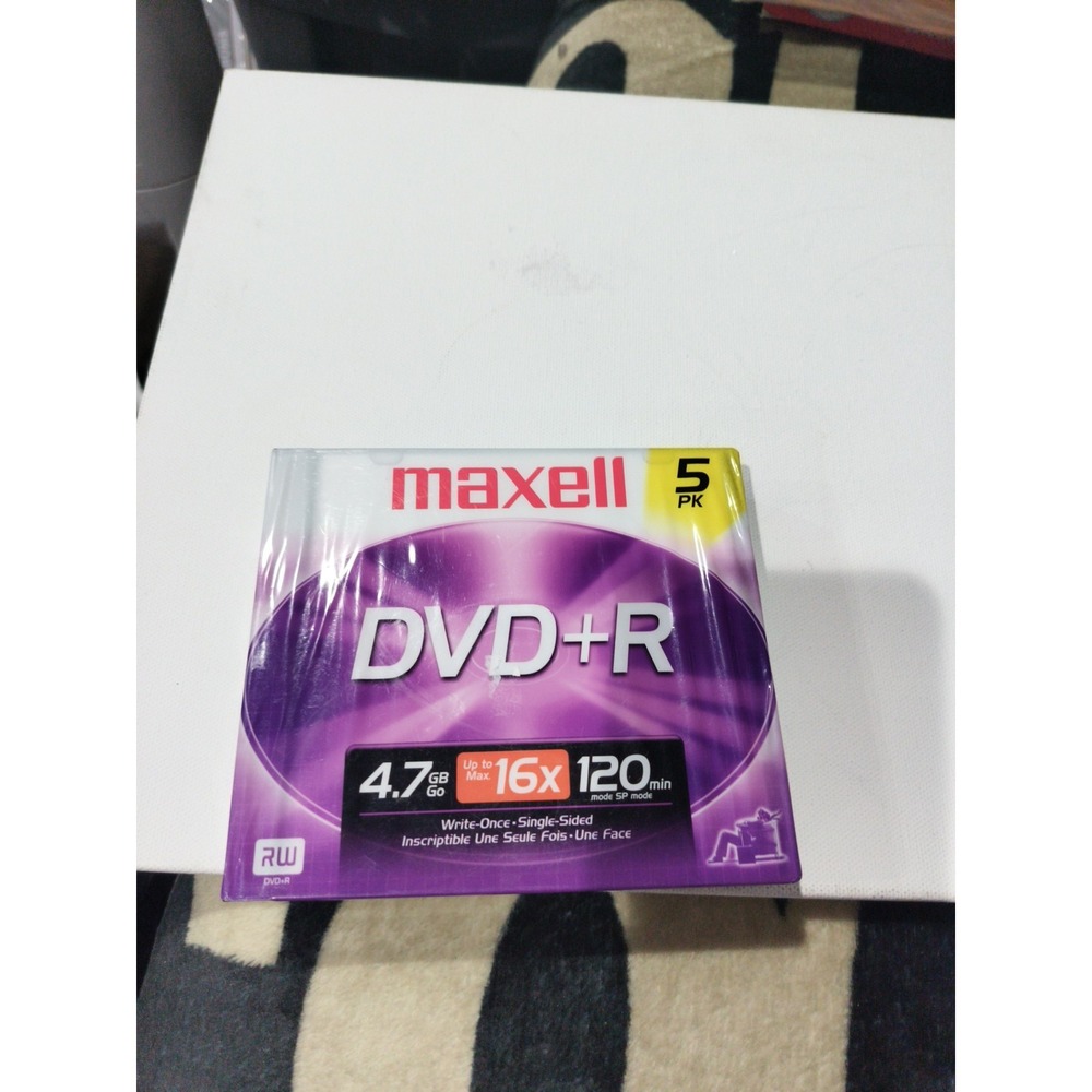 MAXELL DVD+R 16X 4.7GB 120 MINUTE BLANK MEDIA DISCS 5-Pack "BRAND NEW & SEALED"